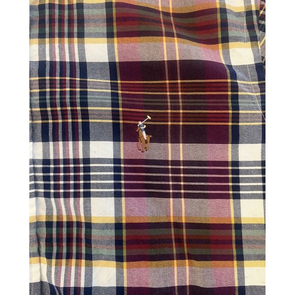 Polo Ralph Lauren Shirt Medium Red Button Down Slim Fit Casual Plaid Shirt - Picture 3 of 6